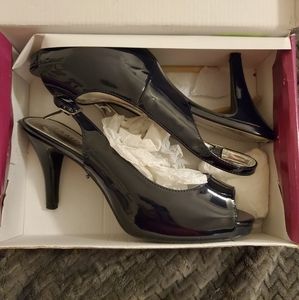 Rampage Black Sling Peeptoe Heel